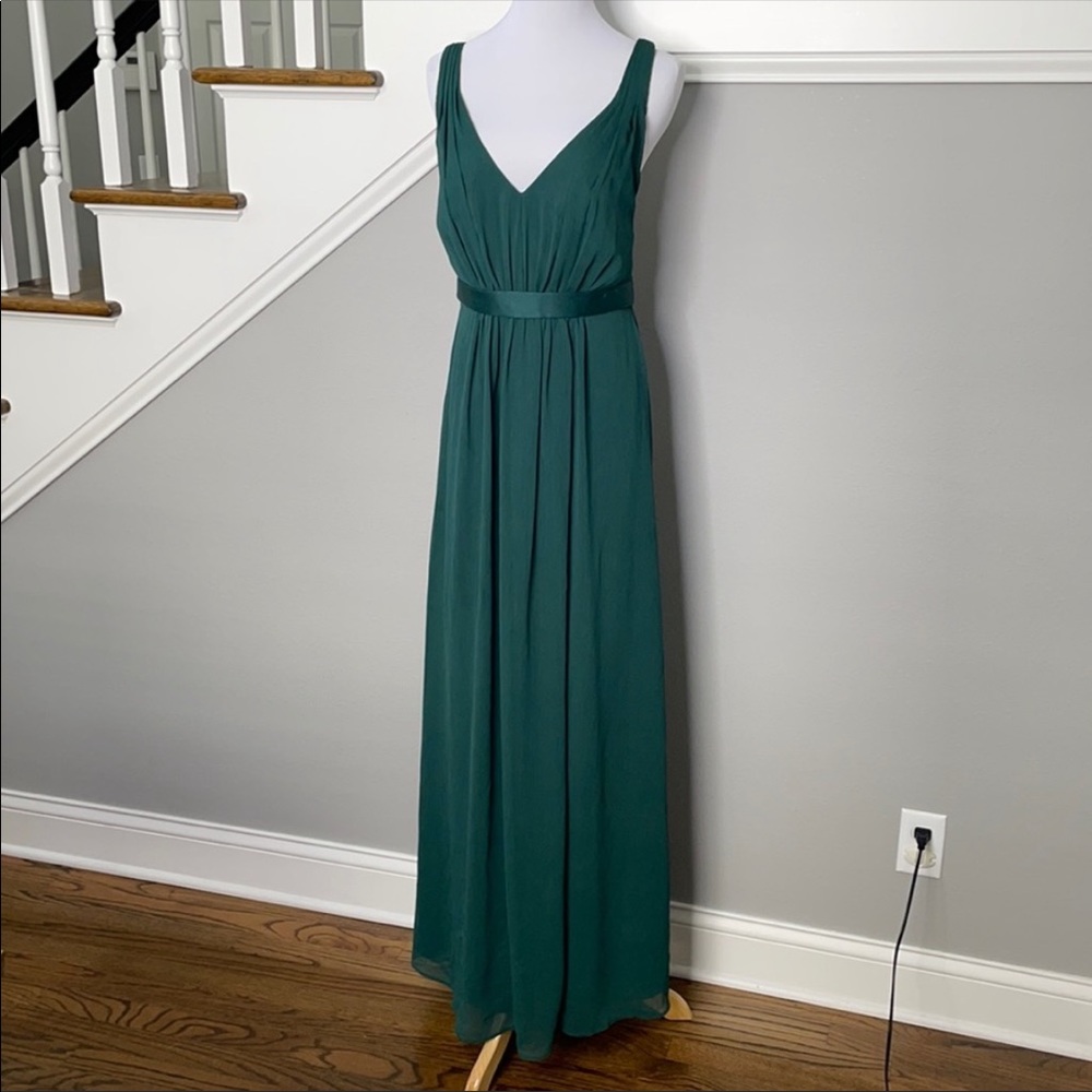Vera Wang Forest Green Chiffon Bridesmaid Dress